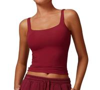 Women's Sleeveless Top, Sports Bra, Longline Padded Crop Tank, Multi-Coloured, S-L, Removable Pads, Breathable Quick-Dry Spandex/Nylon (UK, Alpha, L, Regular, Regular, Red)