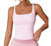 Women's Sleeveless Top, Sports Bra, Longline Padded Crop Tank, Multi-Coloured, S-L, Removable Pads, Breathable Quick-Dry Spandex/Nylon (UK, Alpha, M, Regular, Regular, Pink)