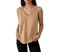 Womens Sleeveless V Neck Cotton Linen Tank Tops 2026 Summer Tank Shirts Solid Color Raw Edge Hem Camisoles Tees