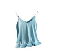 Women'S Sleeveless Vest - Spaghetti Strap Top Women Halter V Neck Basic Cami Sleeveless Satin Silk Tank Tops Women'S Summer Camisole,Blue,M