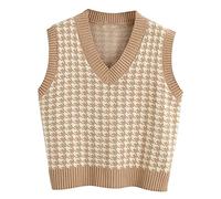 Women's Sleeveless Vest Sweater Plain Argyle Print V Neck Pullover Knitted Tank 2025 Fall Winter Lattice Cotton Polyester Regular Solid Top