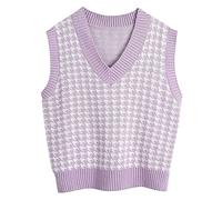 Women's Sleeveless Vest Sweater Plain Argyle Print V Neck Pullover Knitted Tank 2025 Fall Winter Lattice Cotton Polyester Regular Solid Top