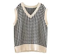 Women's Sleeveless Vest Sweater Plain Argyle Print V Neck Pullover Knitted Tank 2025 Fall Winter Lattice Cotton Polyester Regular Solid Top
