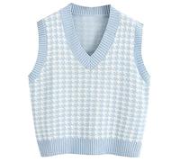 Women's Sleeveless Vest Sweater Plain Argyle Print V Neck Pullover Knitted Tank 2025 Fall Winter Lattice Cotton Polyester Regular Solid Top