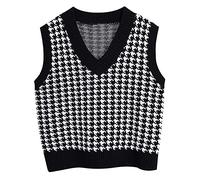 Women's Sleeveless Vest Sweater Plain Argyle Print V Neck Pullover Knitted Tank 2025 Fall Winter Lattice Cotton Polyester Regular Solid Top