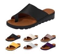 Women's Slide Sandals Clip Toe Correction Orthopedic Sandal Open Toe Breathable Casual Beach Travel Shoes Comfy Wedge Wide Fit Sliders (Black, 6.5)
