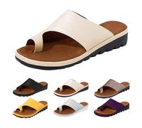 Women's Slide Sandals Clip Toe Correction Orthopedic Sandal Open Toe Breathable Casual Beach Travel Shoes Comfy Wedge Wide Fit Sliders (Gold, 5)