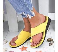 Women's Slide Sandals Clip Toe Orthopedic Premium Toe Corrector Bunion Comfy Wedge Sliders Wide Fit Summer Beach Slipper Shoes,Yellow,EU39/US7.5