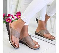 Women's Slide Sandals Clip Toe Orthopedic Premium Toe Corrector Bunion Comfy Wedge Sliders Wide Fit Summer Beach Slipper Shoes,Grey,EU35/US4.5