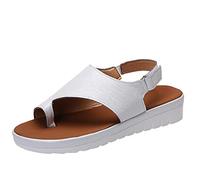 Women's Slide Sandals Clip Toe Toe Corrector Bunion Comfy Wedge Sliders Wide Fit Summer Beach Slipper Shoes,White,US6/EU37
