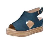 Women's Slide Wedge Sandal Comfortable Platform Walking Sandals With Memory Foam Open Toe Lightweight Breathable For Summer Travel Casual Beach Outdoor Sport (Blue, 7.5)