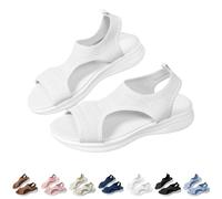 Womens Sliders Sandals for Women Orthopedic, Sandals with Arch Support Summer Slip on Ladies Wedge Slingback Walking Slip on Platform Shoes Casual Beach Slide Sport Shoes 5.5 White