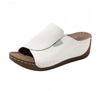 Womens Sliders Summer Solid Color Fashion Fish Mouth Casual Slippers Closed Toe Sandals for Women (White, 7.5)