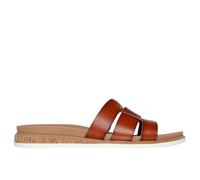 Skechers Women's DESERT KISS LOW Double H Strap Slide Chestnut Duraleather | Size: 4 Skechers Chestnut 4