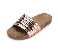 Womens Slides Slippers Summer Outdoor Beach Pool Sliders Home House Garden Non Slip Flip Flop Open Toe Flat Ladies Walking Sandals Gold 3