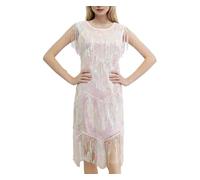 Women's Slim Fit Latin Dance Dress Sequin Asymmetrical Fringe Round Neck Tango Costume
