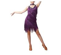 Women's Slim Fit Latin Dance Dress Sequin Fringe Tassel Swing Flapper Ballroom Costume
