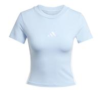 adidas Women's Essentials 3 Stripes Slim Baby T-Shirt, Glow Blue/White, M