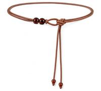 Women's Slim Waist Belt, Adjustable Knotted Dress Belt, 28-40 in Waist | Hole-free adjustable knot, slim design and decorative bead details for dresses, skirts, shirts, coats and everyday styling