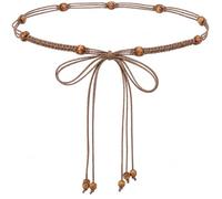 Women's Slim Waist Belt, Adjustable Knotted Dress Belt, 28-40 in Waist | Hole-free adjustable knot, slim design and decorative bead details for dresses, skirts, shirts, coats and everyday styling