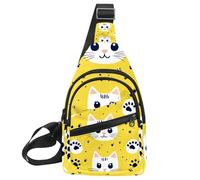 Women's Sling Backpack, Cartoon Cat Face and Paw (3)