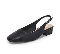 Women's Slingback Chunky Heels Closed Toe Backless Block Low Heel Dress Pumps Shoes, Black, 6.5 UK