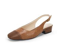 Women's Slingback Chunky Heels Closed Toe Backless Block Low Heel Dress Pumps Shoes, Brown, 6 UK