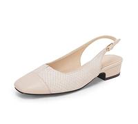 Women's Slingback Chunky Heels Closed Toe Backless Block Low Heel Dress Pumps Shoes, Nude, 5 UK