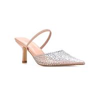 Women's Slingback Court Shoes Ladies Clear Stiletto Heel Nude Perspex Diamante Jewel Point Toe Party Sandals Size 3