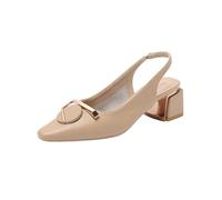 Women's Slingback Heels Closed Toe Square French Comfort Platform Wedding Party Dress Shoes Low Top Elegant Smart Office Work Shoes Brown