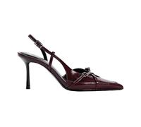 Women's Slingback Heels in A Faux Patent Leather Finish Pump Bow Detail Buckle Closure Thin Heel Pointed Toe Wedding Party Office Dance Dress Shoes for Women Ladies Girls Burgundy Size 6