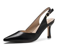Women's Slingback Kitten Heels Closed Pointed Toe Backless Wedding Party Dress Pumps Shoes, Black, 4.5 UK