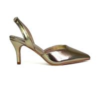 Womens Slingback Low Heel Court Shoes Ladies Point Toe Bridal Evening Party Gold Pumps Size 5