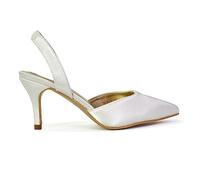 Womens Slingback Low Heel Court Shoes Ladies Point Toe Bridal Evening Party Ivory Pumps Size 3