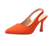 Womens Slingback Stiletto Slip-on Pointed Toe Pumps Low Kitten Heel Closed Toe Heeled Sandals Prom Party Dating Dress Shoes 2.8 Inches Orange