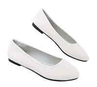 Women's Slip-On Ballet Flats Flat Loafers Comfortable Elegant Flat Shoes Low Shoes Classic Plain Dance Shoes Casual Style Super Soft Comfort Summer Shoes for Business and Leisure, White, 7 UK