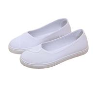 Womens Slip On Canvas Shoe,Ladies Comfort Flat Plain Slip On Plimsolls Canvas Espadrille Womens Pumps Shoes Size 4.5 White