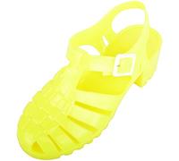 Womens Slip On Casual Heeled Summer Holiday Jelly Sandals Flip Flop Buckled Shoes - Lemon - UK 3 / EU 36