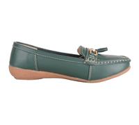 Slip On Casual Leather Loafer / Deck / Boat Shoes / Sandals ABSOLUTE FOOTWEAR Dark Green 5