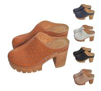 Women's Slip-On Closed Toe Chunky Sandals,Comfortable Low Heel Orthopedic Sandal,with Arch Support Slip on Shoes,Heeled Block Chunky Mid Heels Sandal Slippers Mules