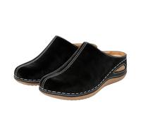 Women's Slip-On Closed Toe Chunky Sandals,Comfortable Low Heel Orthopedic Sandals with Arch Support Slip on Shoes,Heeled Block Platform Mid Heels Sandal Slippers Mules Black