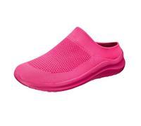 Womens Slip On Knitted Clogs Lightweight Mule Sneakers Backless Breathable Walking Shoes Outdoor Garden Loafers Casual House Half Slippers Hot Pink