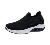 Womens Slip On Knitted Trainers Casual Lightweight Walking Shoes Black