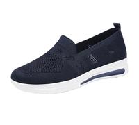 Women's Slip-On Loafers, Knit Mesh Flats With Stretch Collar, Breathable Lightweight Walking Shoes Comfortable Slip On Orthopedic Trainers Chunky Non Slip Wedge Trainers For Office Casual Travel