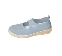 Women's Slip On Mesh Flat Shoes Criss Cross Elastic Strap Casual Loafers Breathable Lightweight Walking Shoes with Braided Sole Detail （Grey,5.5
