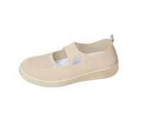 Women's Slip On Mesh Flat Shoes Criss Cross Elastic Strap Casual Loafers Breathable Lightweight Walking Shoes with Braided Sole Detail （Beige,5