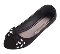 Womens Slip On Microsuede Smart Formal Work School Ballerina Style Dolly Shoes - Black - UK 4 / EU 37