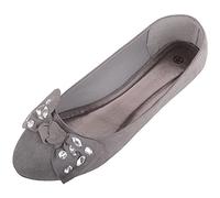 Womens Slip On Microsuede Smart Formal Work School Ballerina Style Dolly Shoes - Grey - UK 4 / EU 37