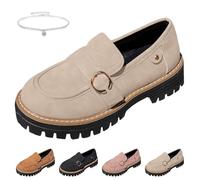 Women's Slip On Platform Loafers, Women's Comfortable British Style Retro Slip-on Shoes,Dressy Chunky Loafers Comfort Lug Sole Penny for Women Work Business Shoes (White,40 EU)