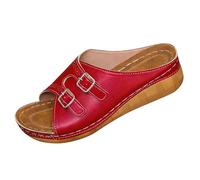 Womens Slip On Sandals Backless Low Wedge Open Toe Mules,Womens Summer Slides,Adjustable Buckle Strap Slides,Breathable Non Slip Sole Slide,Casual Solid Colour Sandals,Daily Outdoor Wear